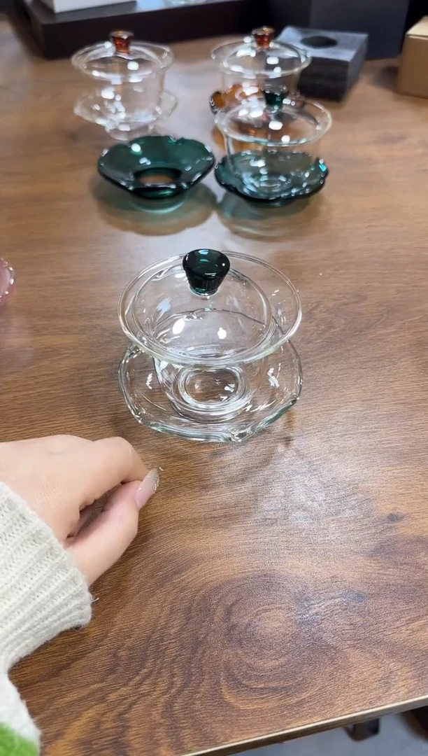 【闪购商品】墨绿色马蹄盖碗单只