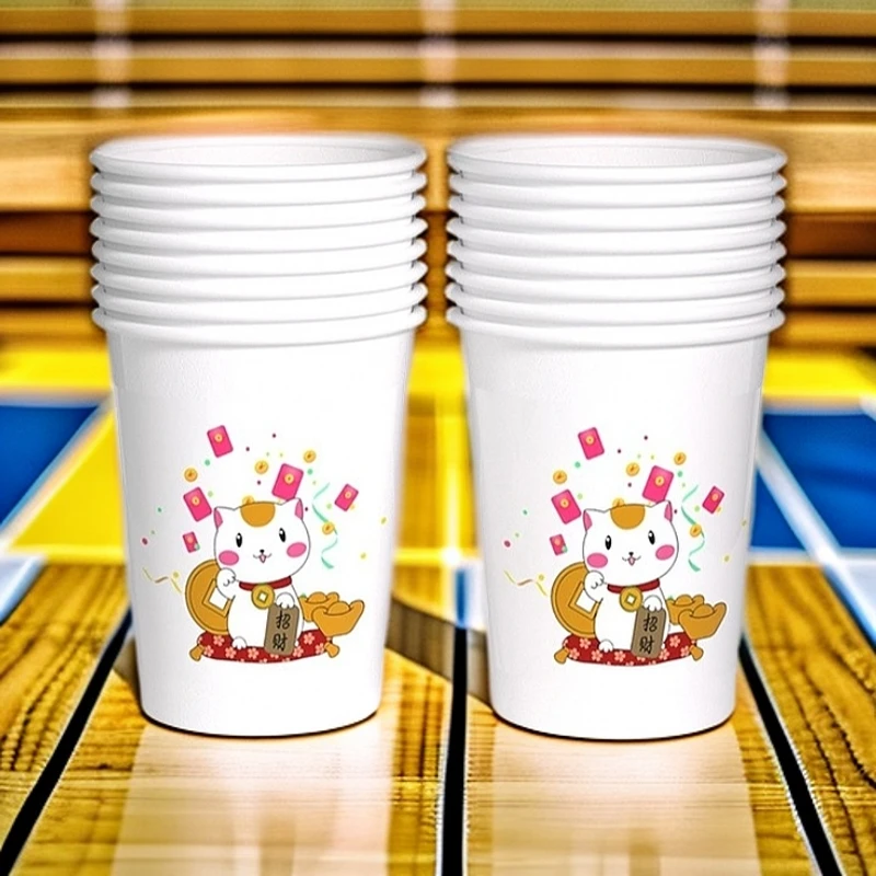 一次性纸杯200个茶水杯一次性水杯可爱茶杯随机发