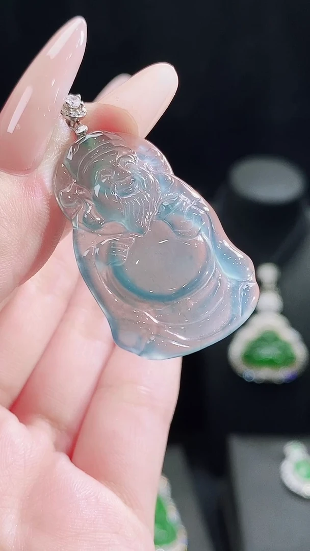 翡翠未镶嵌颈饰天然A货翡翠财爷吊坠