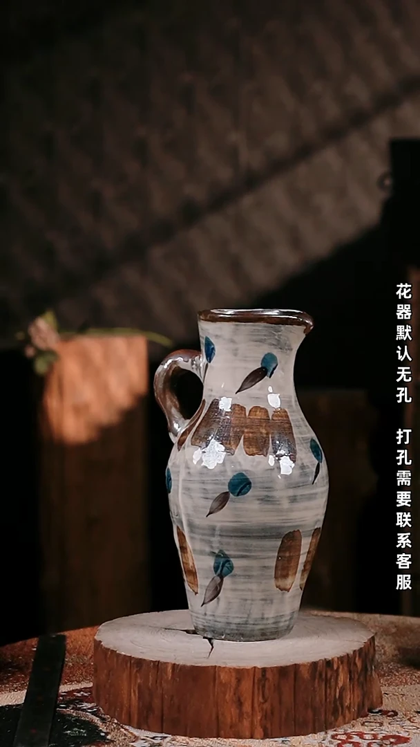 摆件景德镇高温陶瓷花器（口10高30）