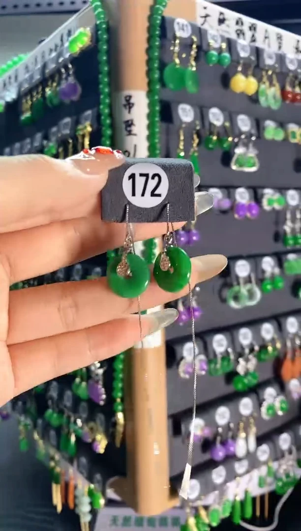 【闪购商品】翡翠耳饰银S925镶嵌172..