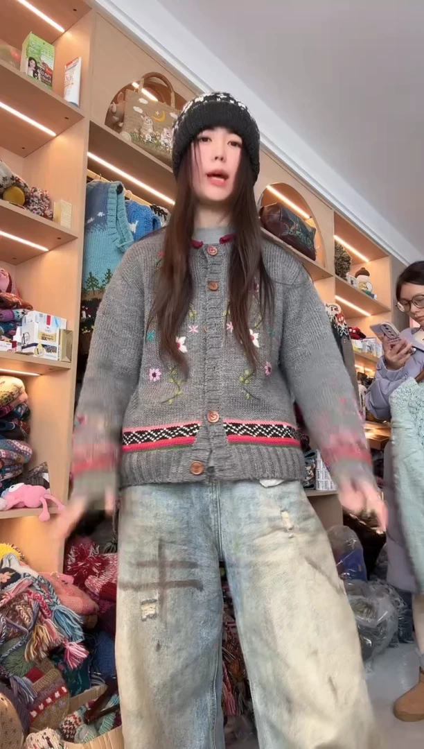 羊毛灰色毛衣XL90-150