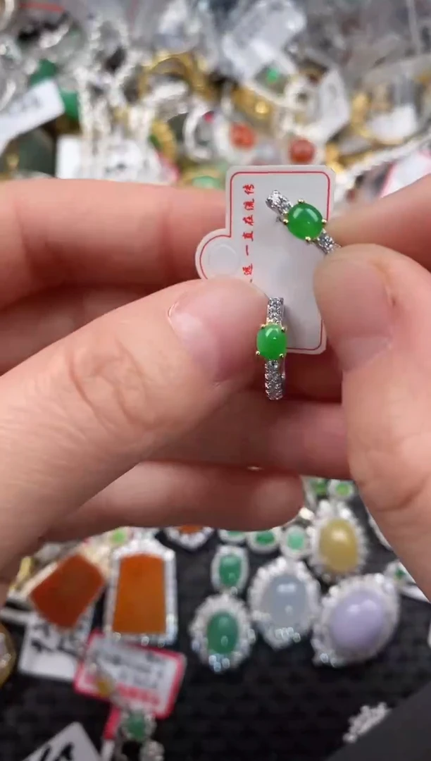 银S925镶嵌戒指翡翠444                7