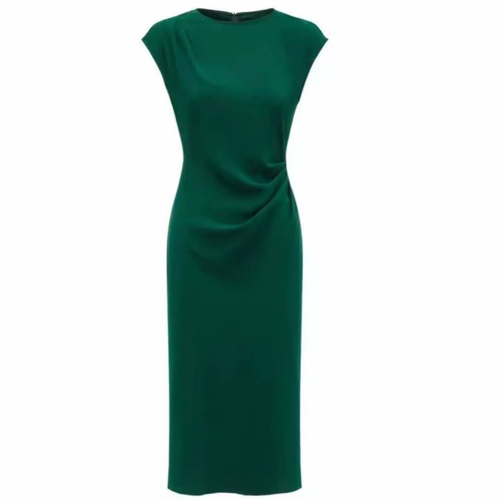 高级感醋酸连衣裙女士2025夏季新款收腰显瘦百搭轻奢裙子LYQ5219