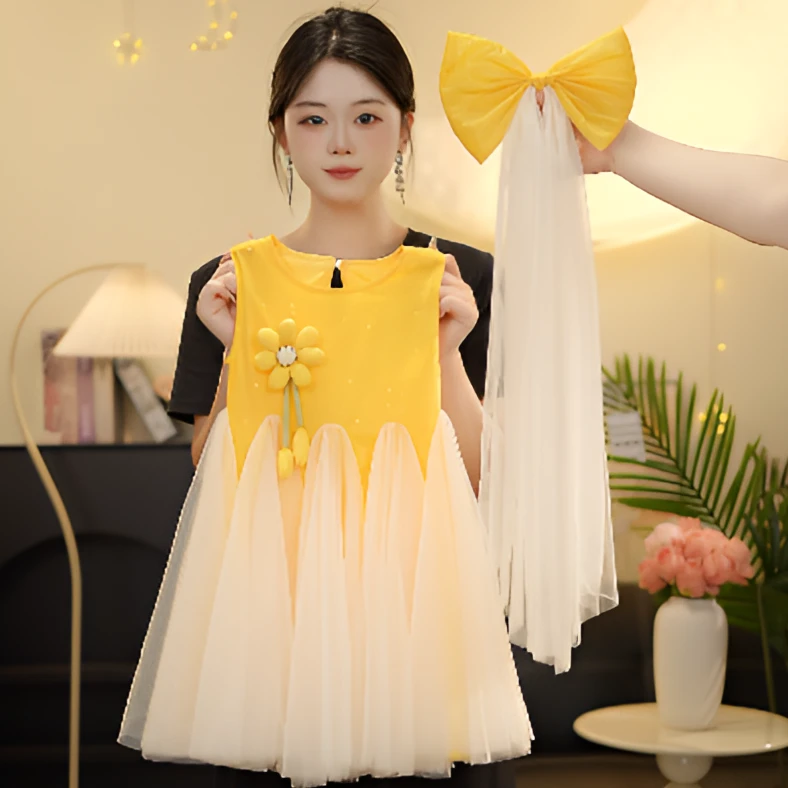 【QX芒果多多】女童2025轻奢吊带礼服裙夏季出游新款立体连衣裙