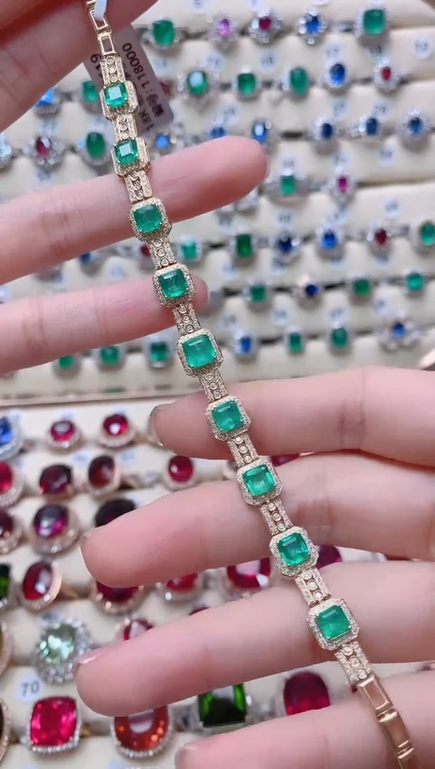 【闪购商品】祖母绿18K金手链18K金镶嵌1