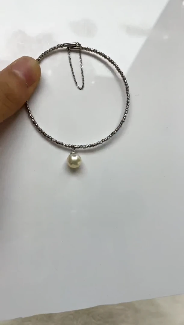 银S925镶嵌手镯海水珍珠8.5