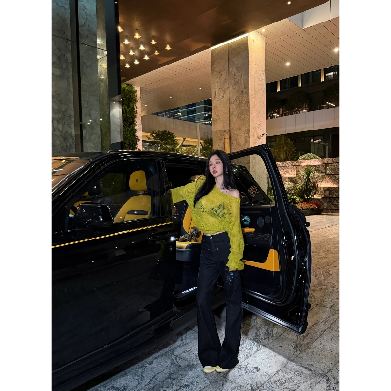 lele 女装秋季新品直筒修身百搭牛仔长裤 2509240NZK
