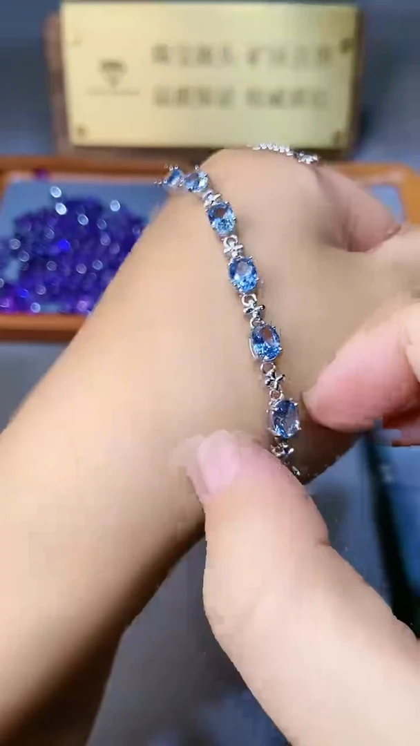 【闪购商品】海蓝宝石手链银S925镶嵌321