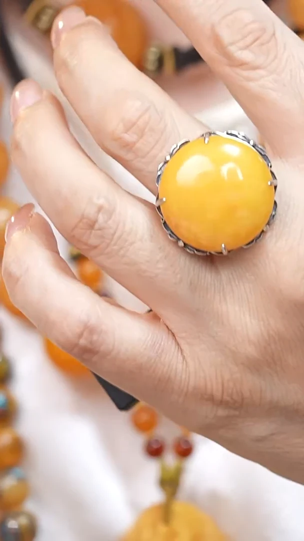 蜜蜡颈饰银S925镶嵌5531天然蜜蜡珠宝奇石云端妖孽石膏蜡全部保真