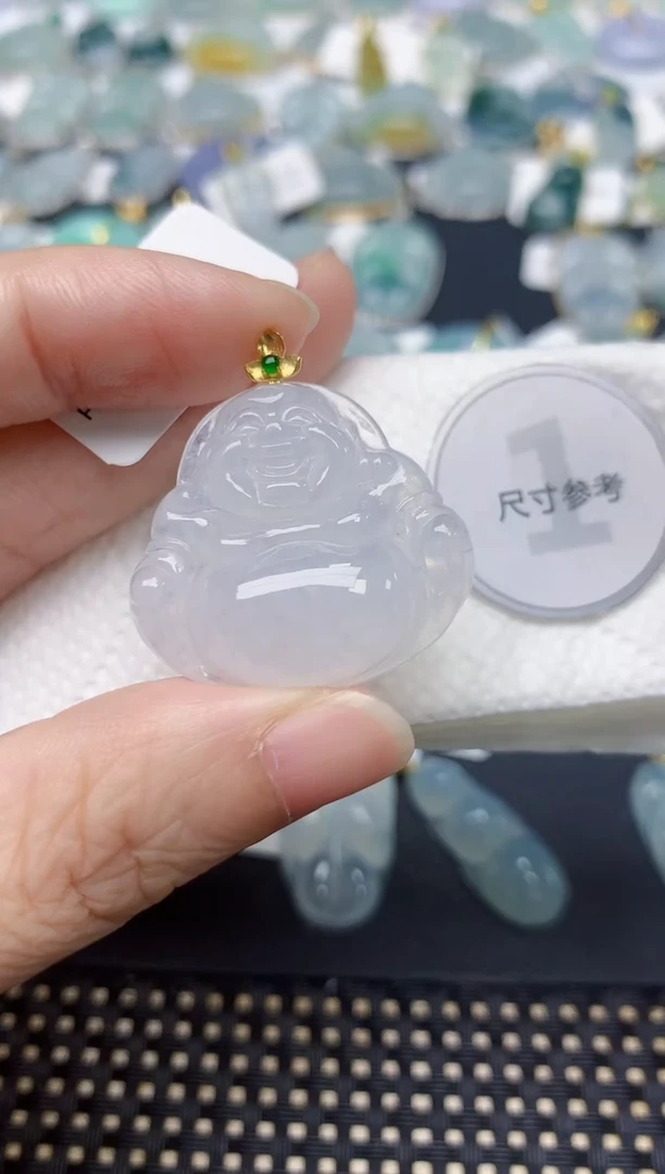 颈饰18K金镶嵌翡翠天然缅甸A货翡翠