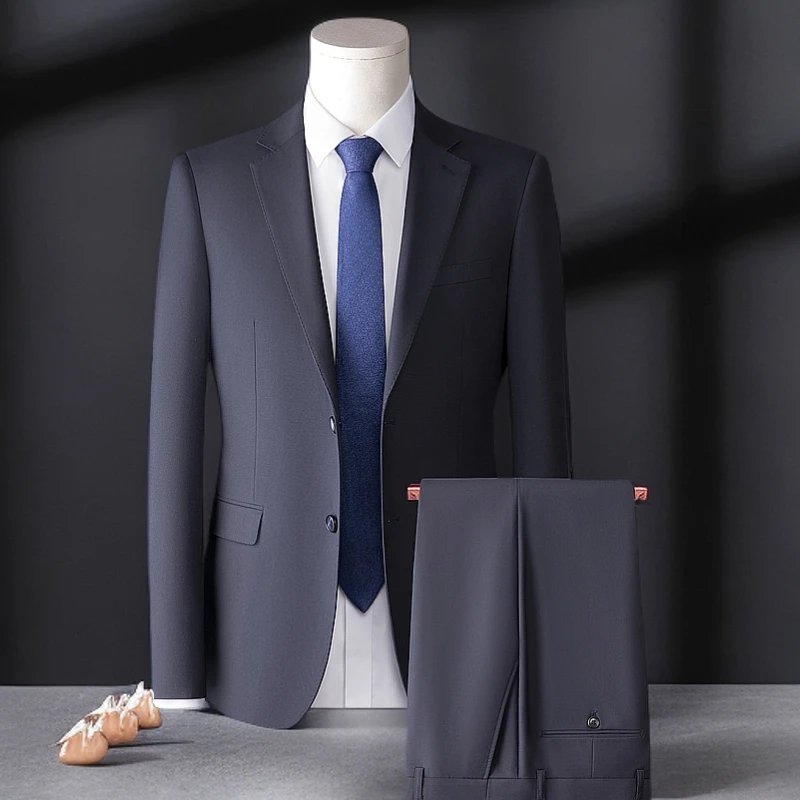 汤米羊毛西服套装男士高档商务正装新郎结婚礼服修身高级感西装