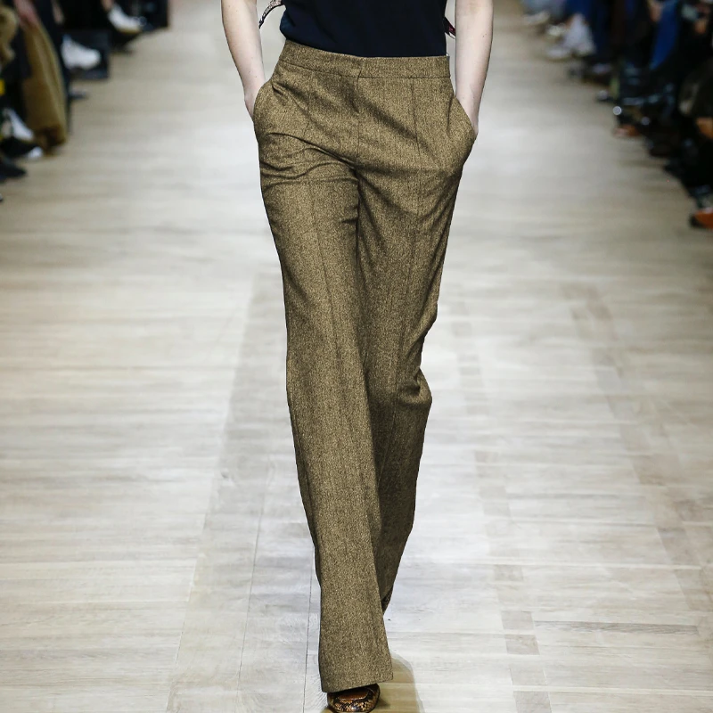 【伦敦推荐】欧美1：1高腰宽松阔腿裤LDK668时尚垂感休闲西装裤