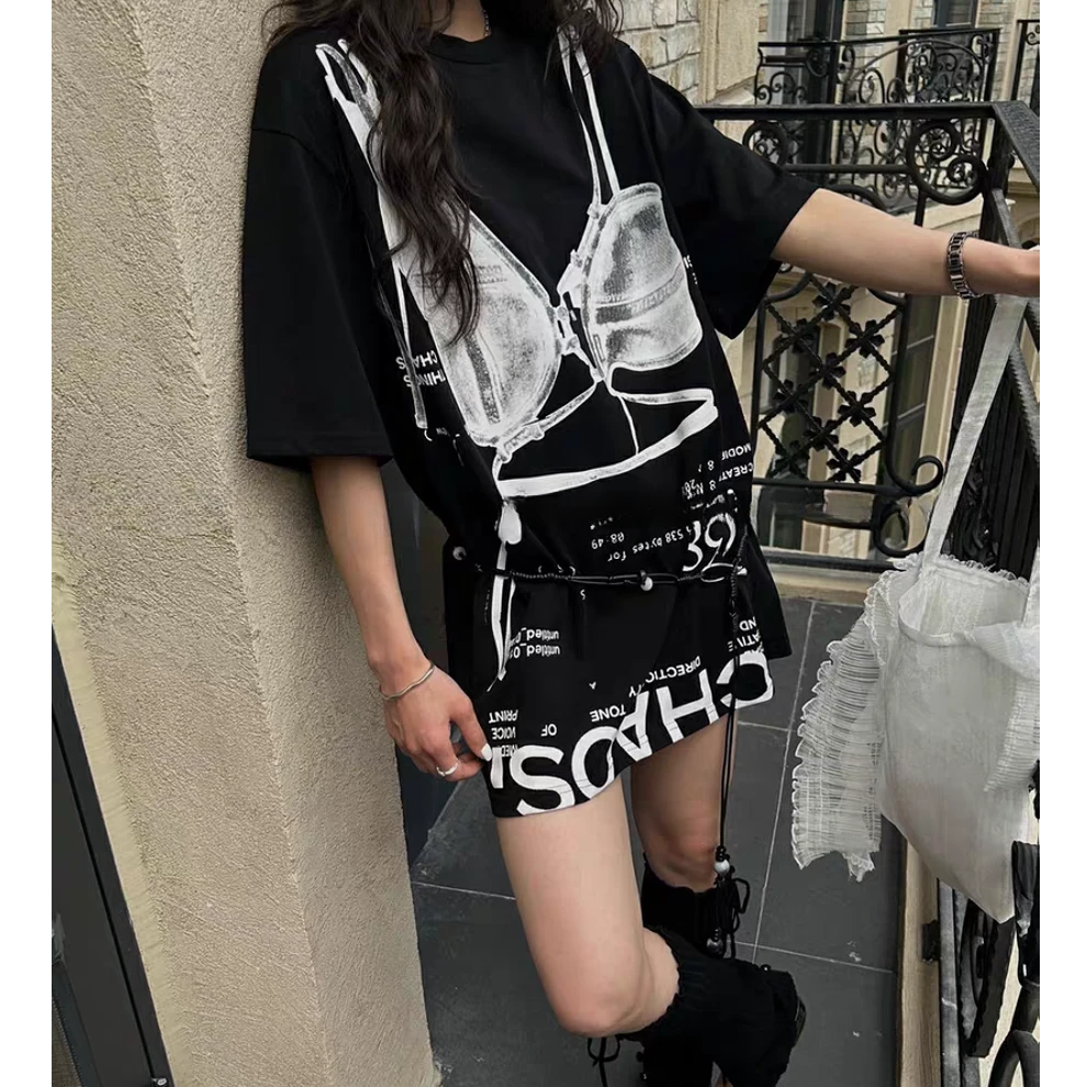【奥莉】2025春夏：复古潮牌高街比基尼印花宽松短袖T恤59050