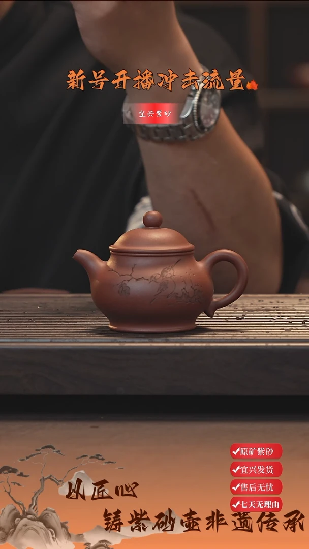 茶壶紫砂宜兴紫砂壶 紫泥 清水泥 潘壶