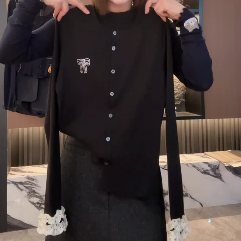 2025秋季新款流光风百搭流行印花开衫正肩T恤上衣LK2507555