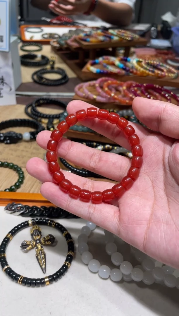 未镶嵌手串玛瑙/玉髓8mm直切红玛瑙手串