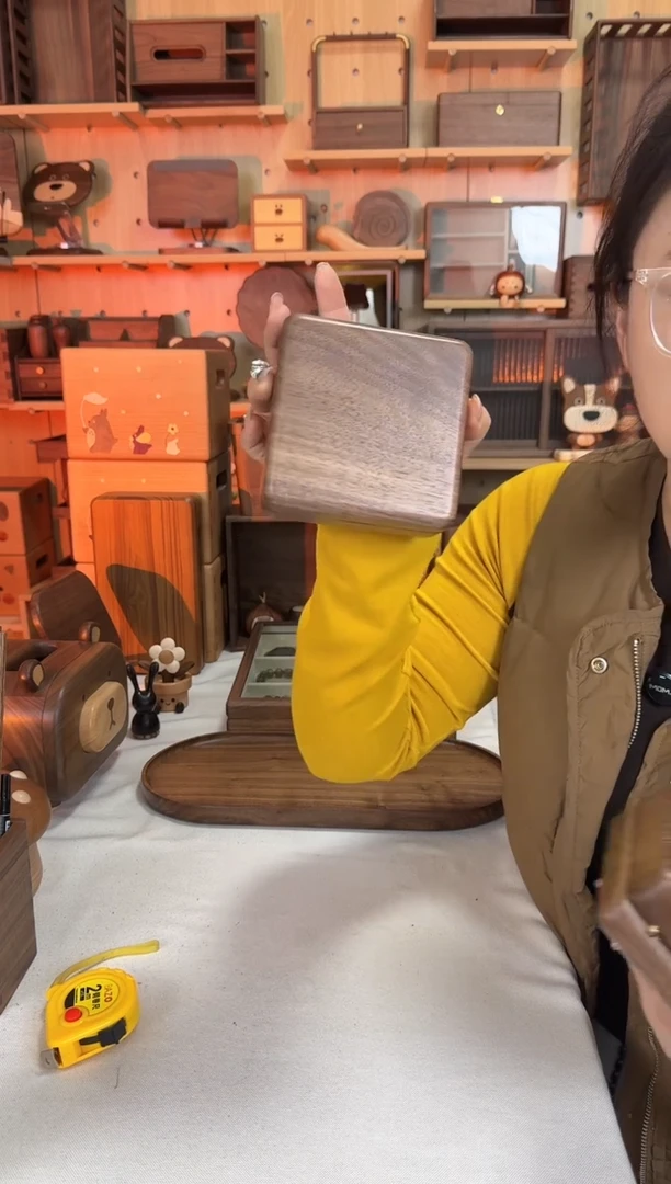 木北美黑胡桃单层素面首饰盒