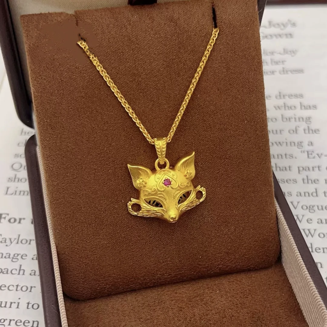 铜合金吊坠 新中式九尾狐面具吊坠狐狸项链锁骨链轻奢饰品