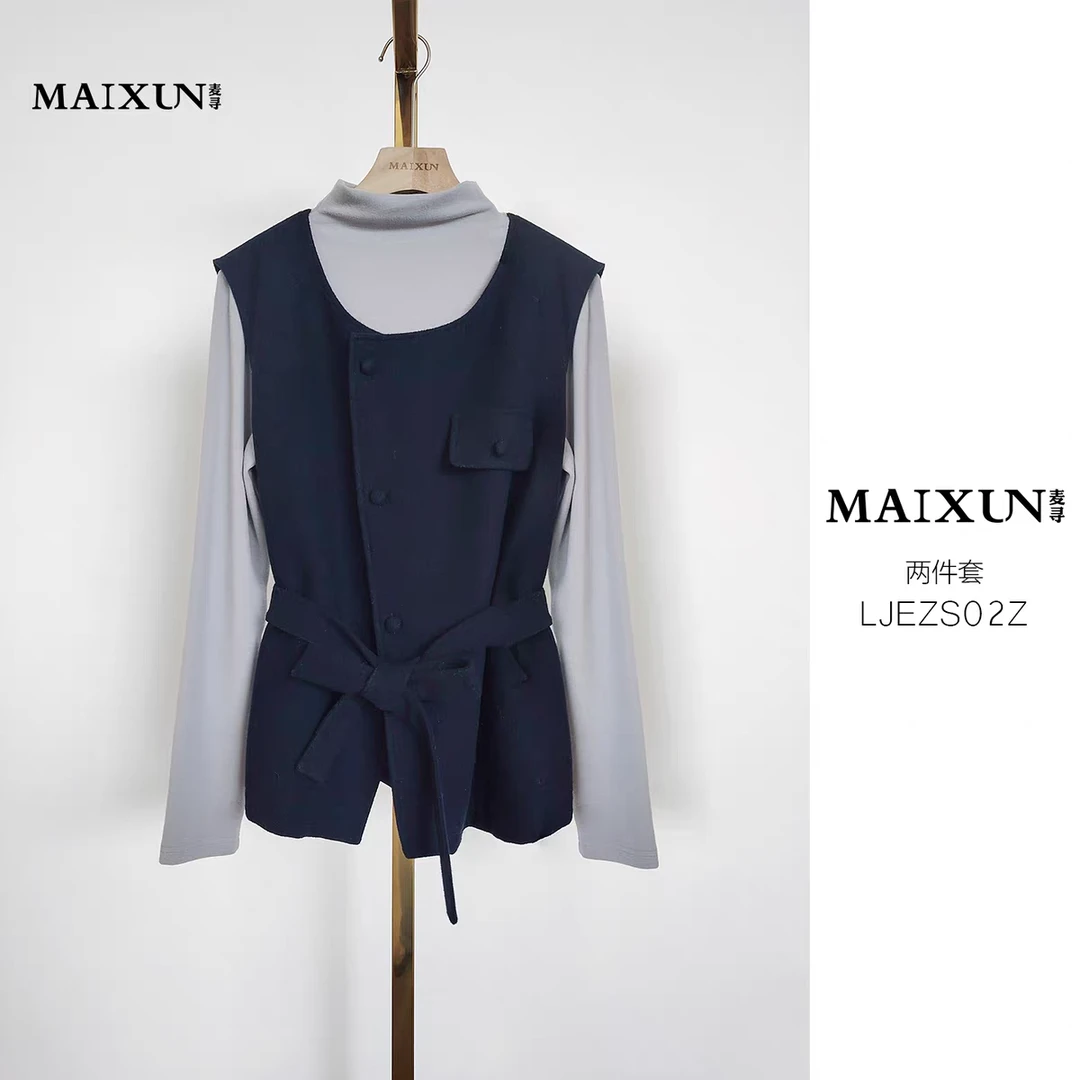 韩系高级感长袖马甲阔腿裤套装早秋轻熟风显瘦通勤必备