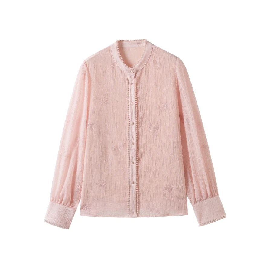 【吉岚严选】温柔减龄新中式珍珠点缀禅意风长袖气质衬衫