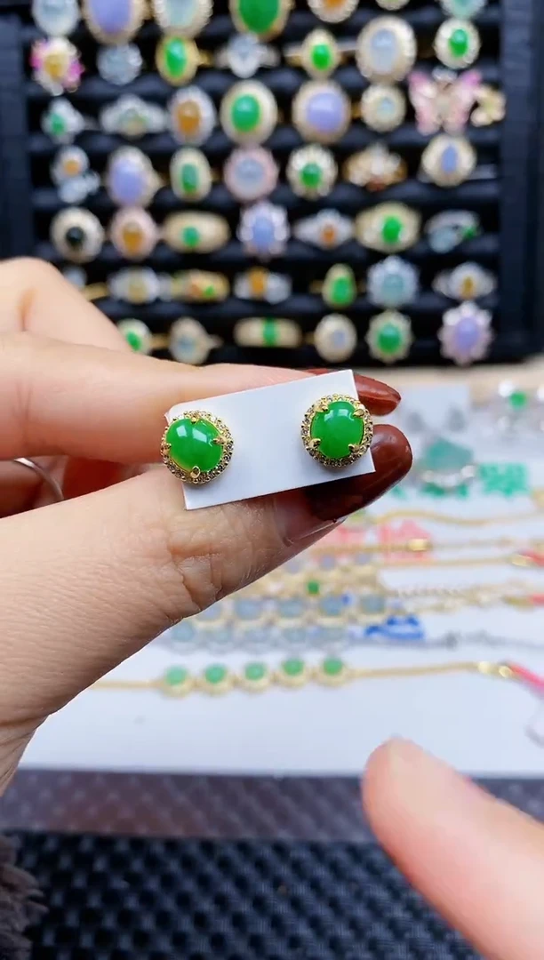 银S925镶嵌戒指翡翠晊*172