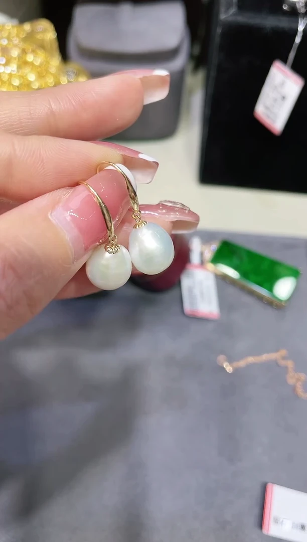 【闪购商品】淡水珍珠耳饰18K金镶嵌1