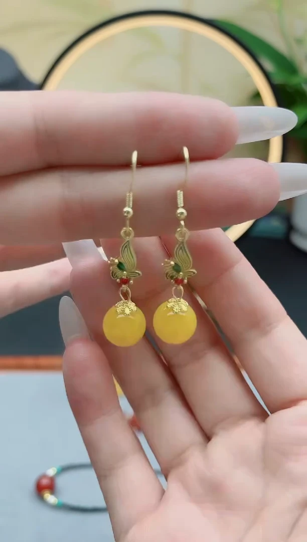 玛瑙/玉髓耳饰银S925镶嵌8852