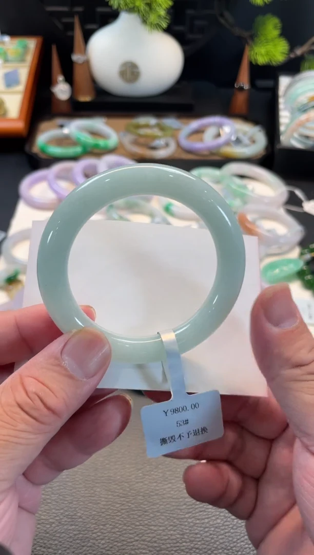 未镶嵌手镯翡翠117号 53圆条