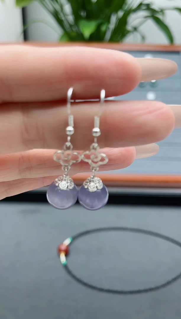 【闪购商品】石英质玉耳饰银S925镶嵌391