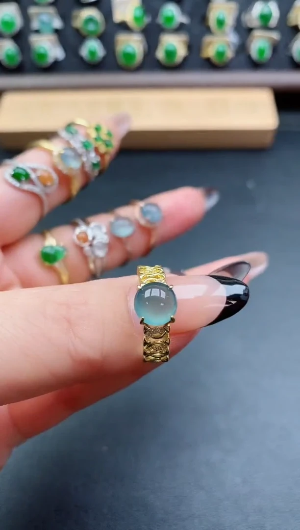 银S925镶嵌戒指翡翠1