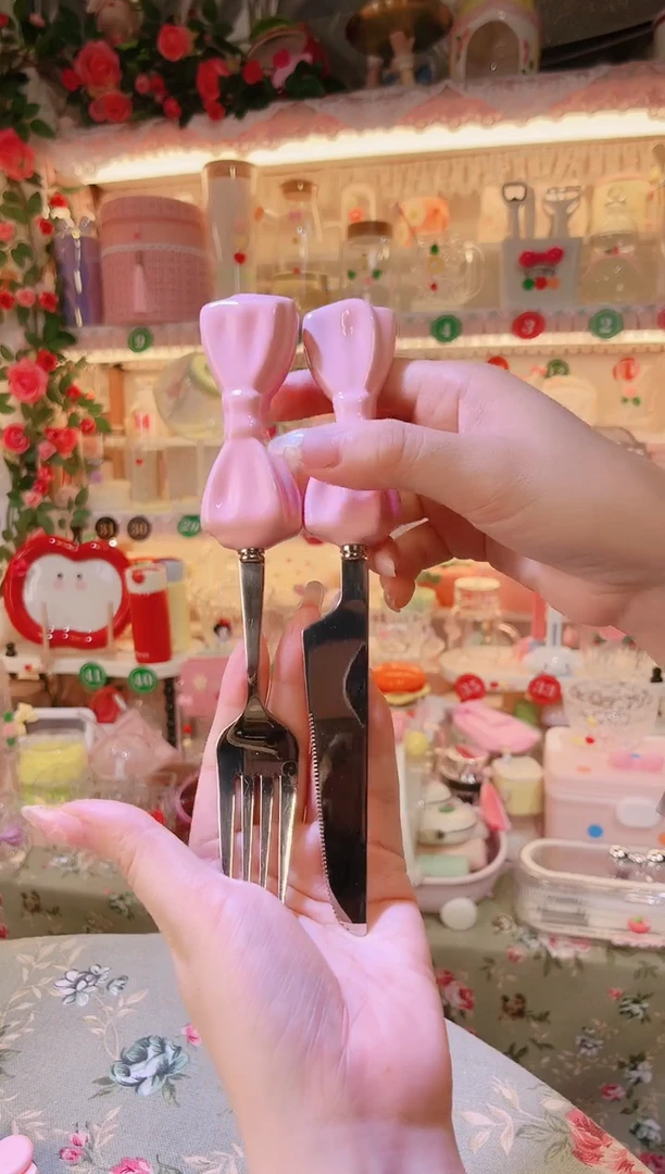 摆件品质好发货快放心拍！蝴蝶结刀叉2件套