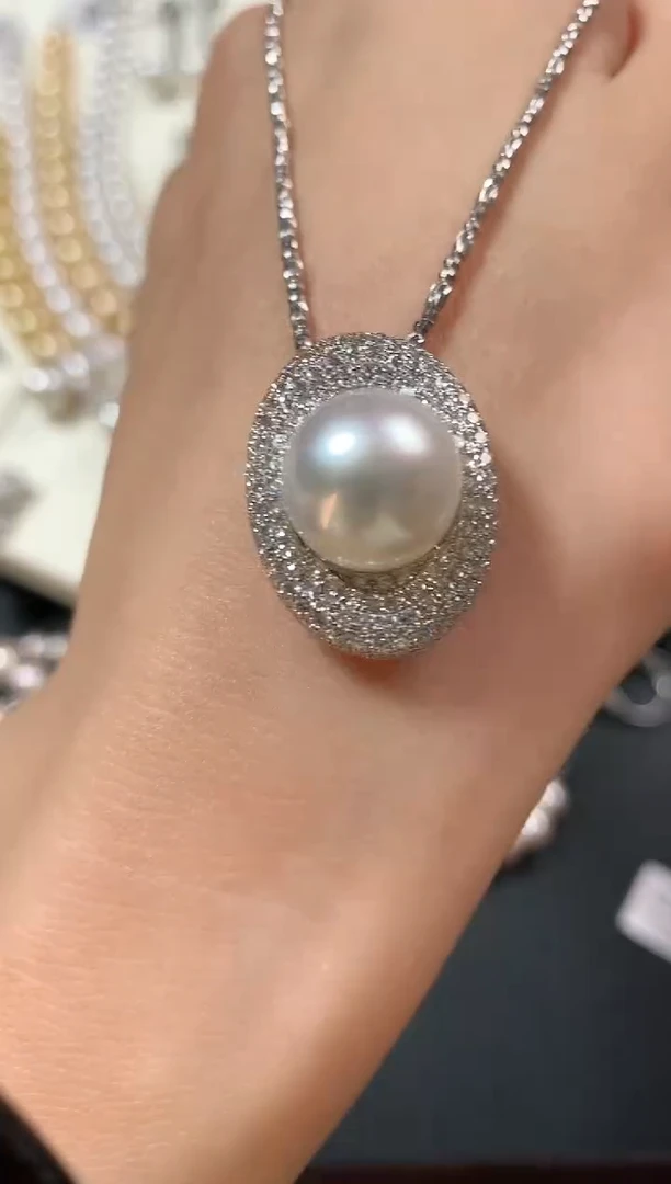18K金镶嵌吊坠不含链海水珍珠q89