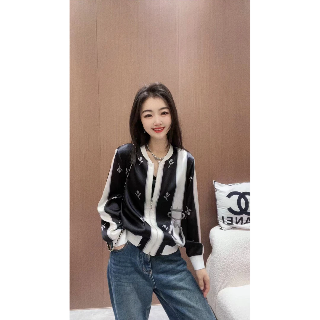 《CHUN》小花朵拼色桑蚕丝外套