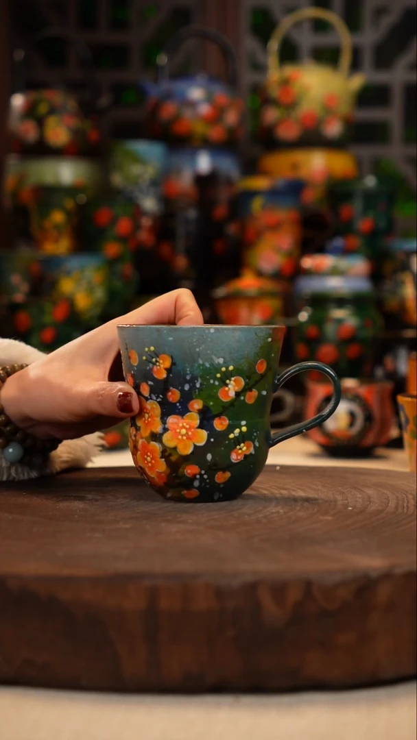 紫砂油画手绘釉下彩