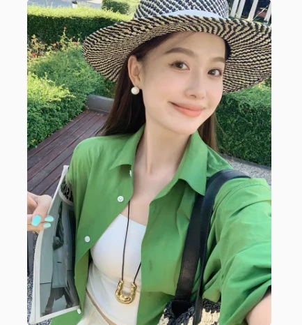 美洋MEIYANG 长青衬衫 天丝棉混纺翻领休闲度假长袖衬衣L