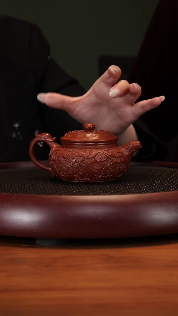 【闪购商品】紫砂茶壶2-77YJB浮雕仿古大红袍220cc