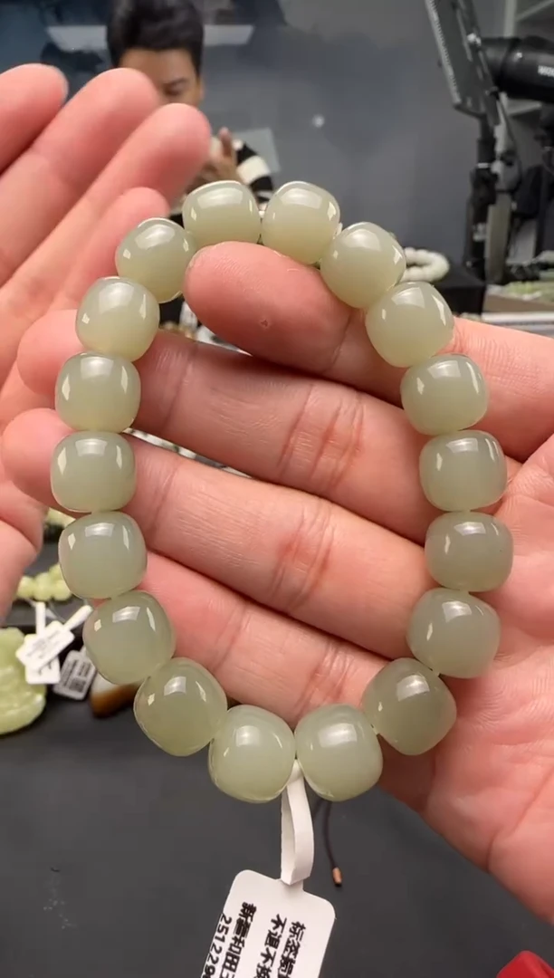 未镶嵌手串和田玉青白玉手串卡11x12