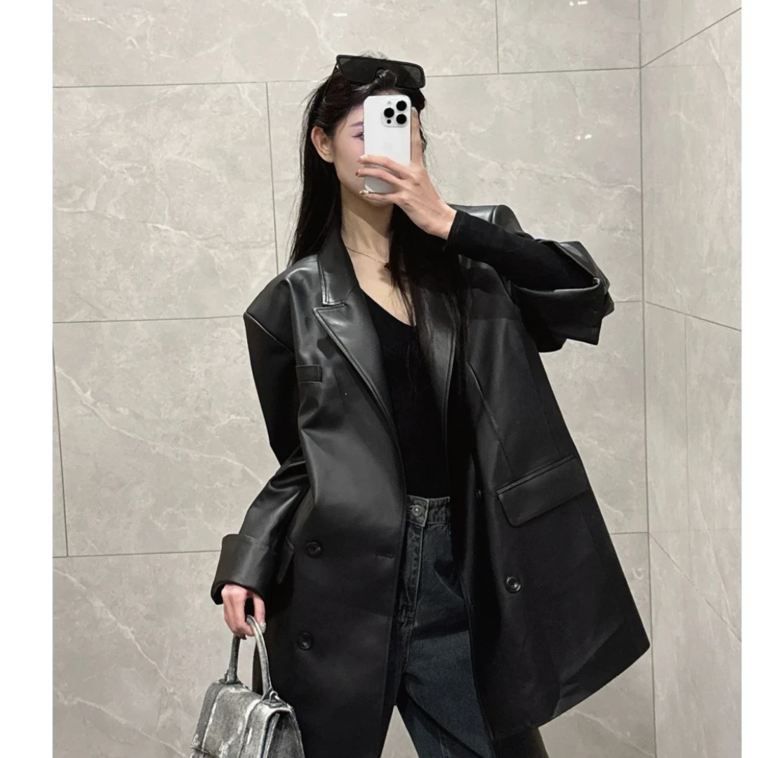 黑色皮衣外套女款爆款2025新款皮衣外套女洋气皮衣春季新款皮衣