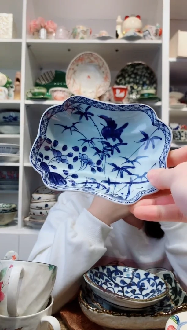 陶瓷【微瑕】有田烧手绘青花高脚小钵