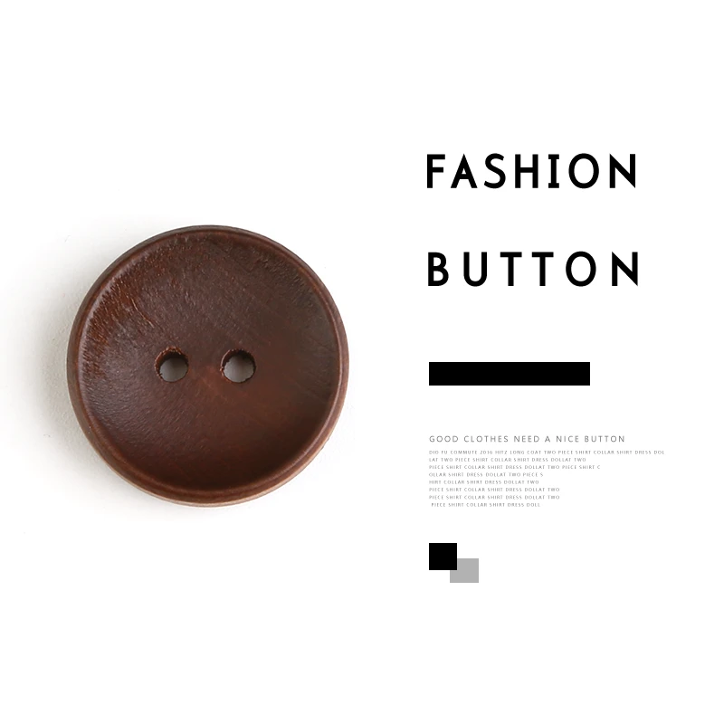 精致复古天然圆木纽扣衬衫大衣儿童装饰配件木质两眼扣子服装辅料