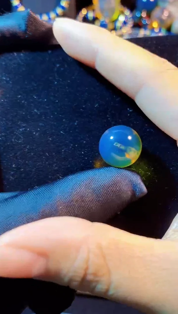 手串蓝珀未镶嵌14MM墨西哥天空蓝单颗