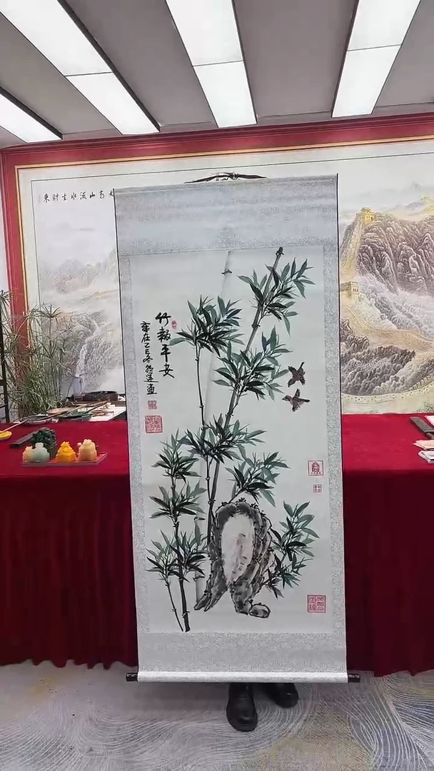 国画李朝运-竹报平安