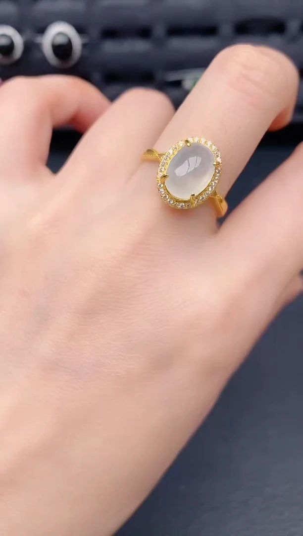 银S925镶嵌戒指翡翠天然a货翡翠205