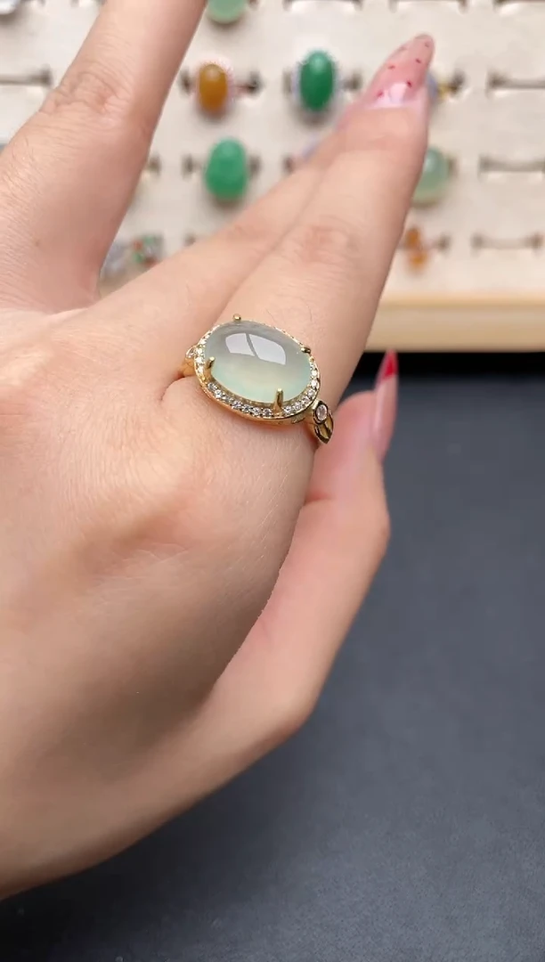 【闪购商品】翡翠戒指银S925镶嵌一物一证一礼盒