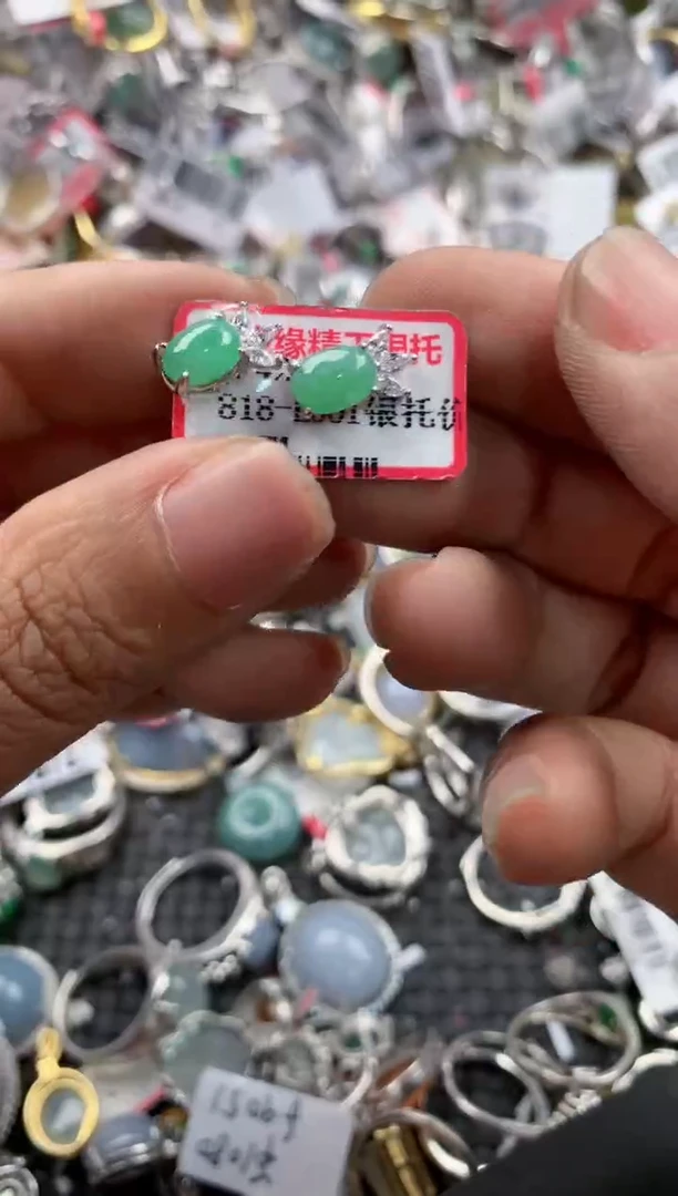 银S925镶嵌戒指翡翠999             6