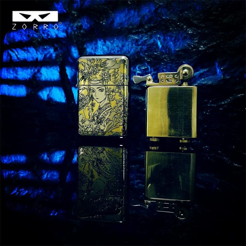 ZORRO 佐罗三代美女花旦煤油防风打火机高颜值高档男生礼品
