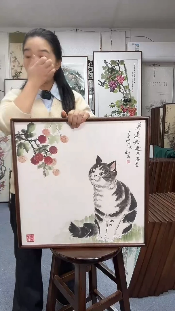 国画尺寸52*52实木画框京东包邮手绘