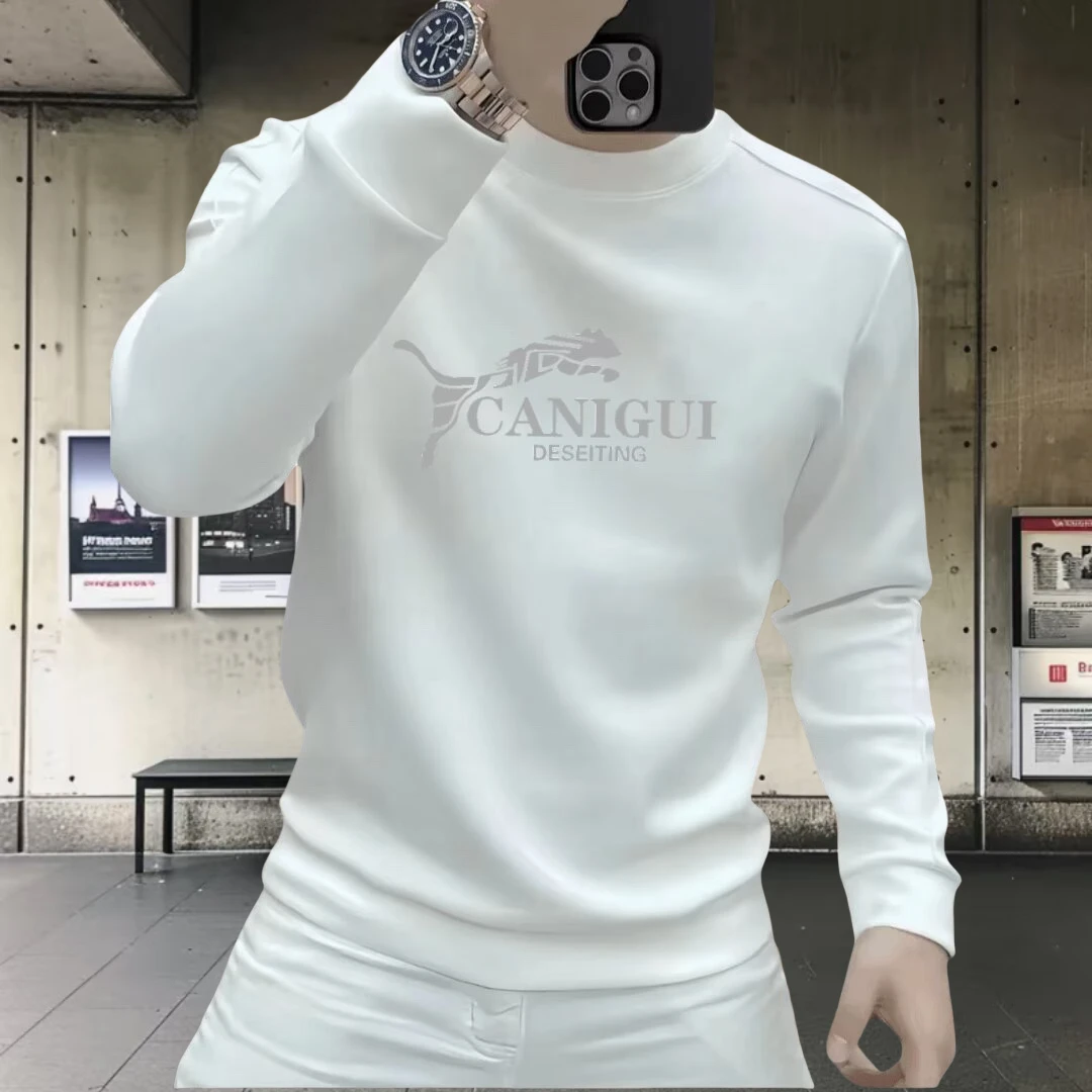 秋冬新款加绒打底衫2024时尚休闲潮流百搭卫衣圆领长袖卫衣ins潮