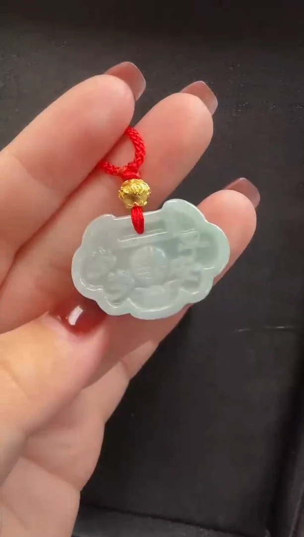 颈饰足金镶嵌翡翠311如意一个